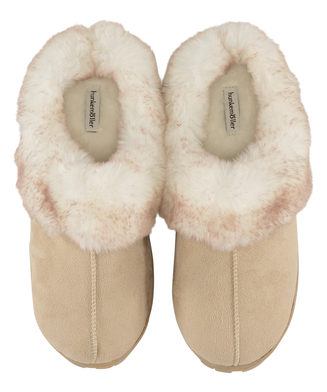 Fake fur slippers, Beige
