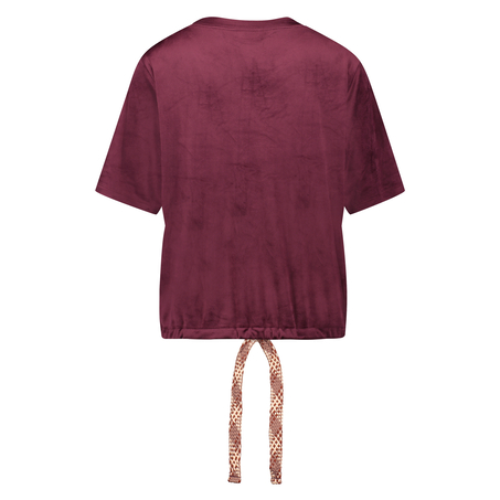 Short-sleeve velours top, Red