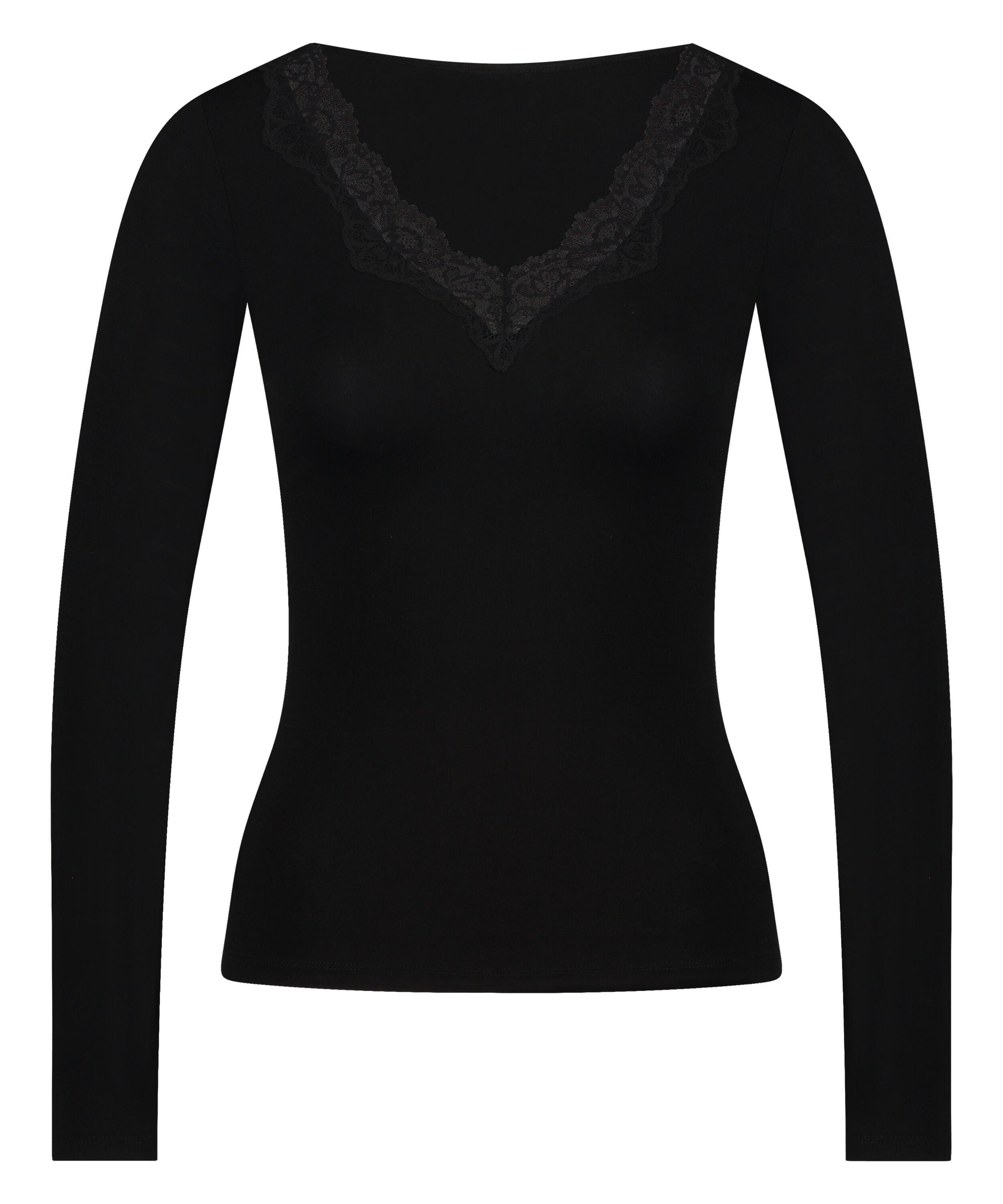 Jersey Long-sleeved Pyjama Top, Black