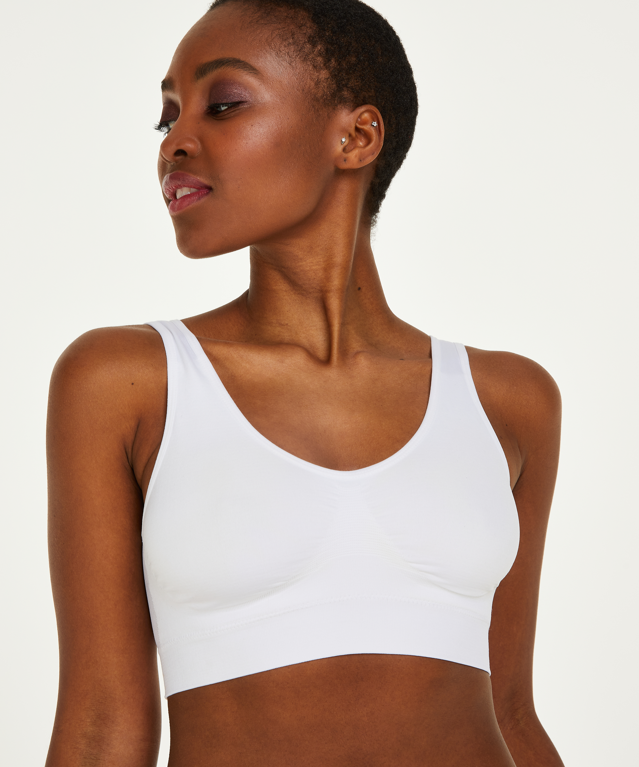 Seamless Crop Top, White, main