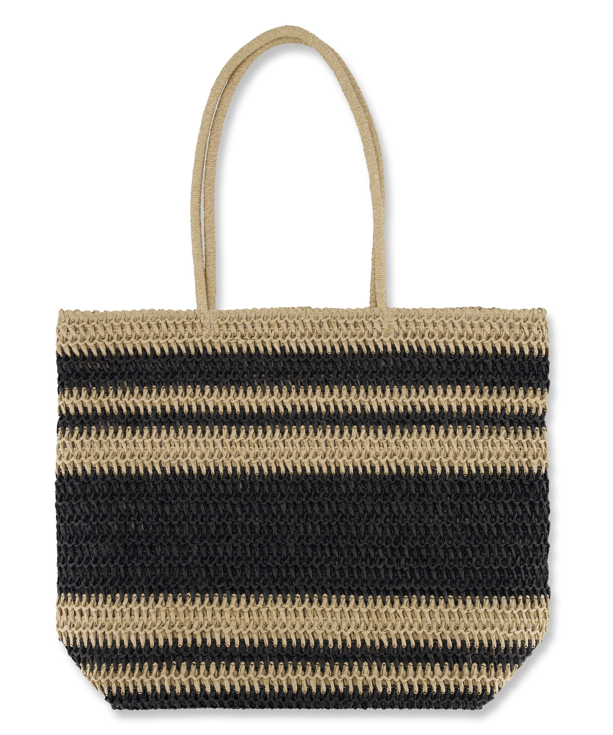 Striped Beach Bag, Black, main