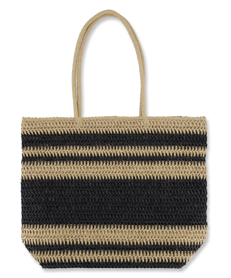 Striped Beach Bag, Black