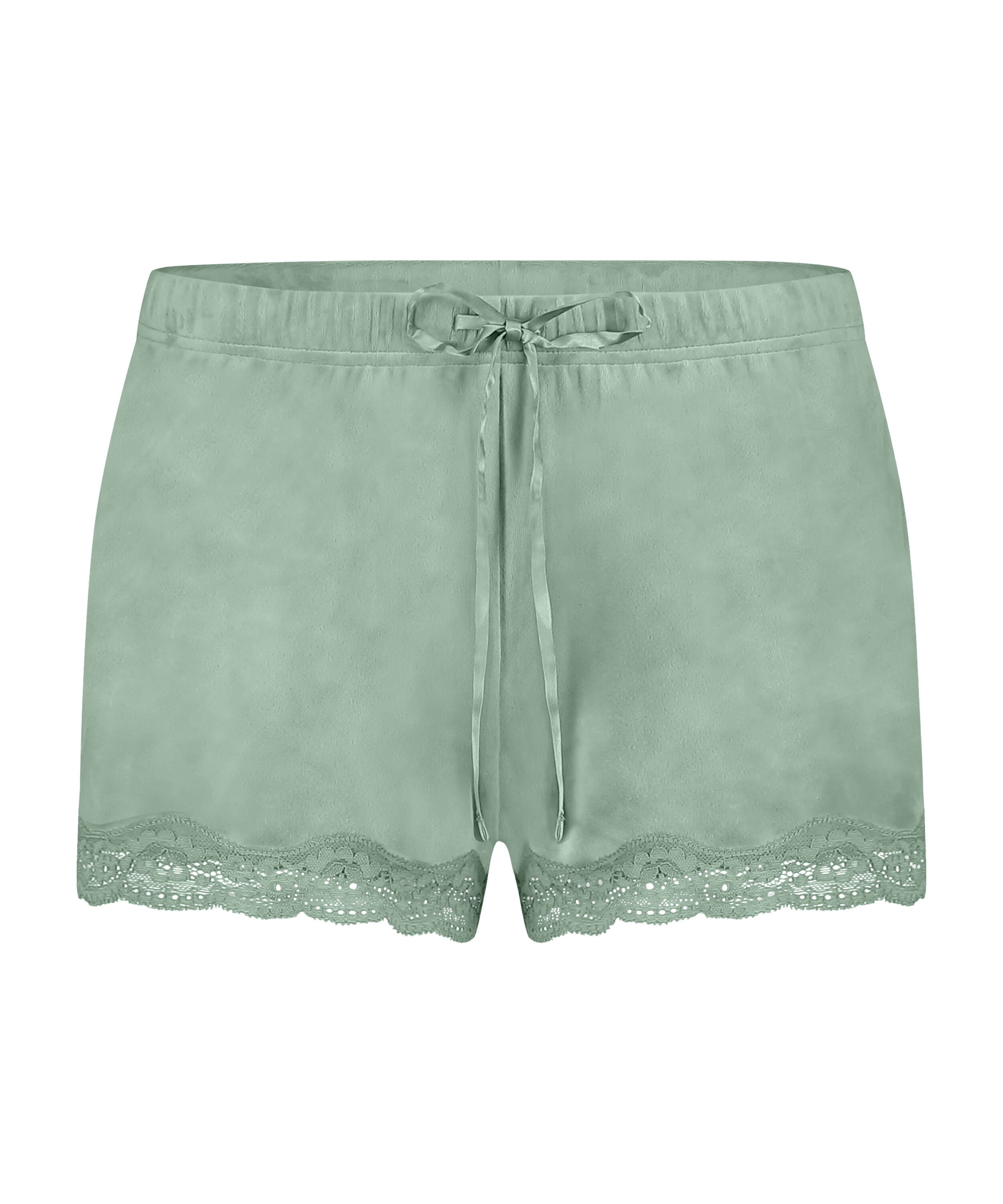 Velvet lace shorts, Green