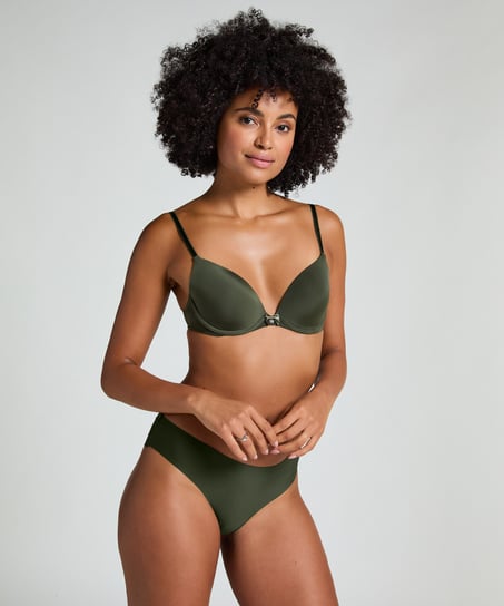 Plunge Padded Underwired Bra, Green