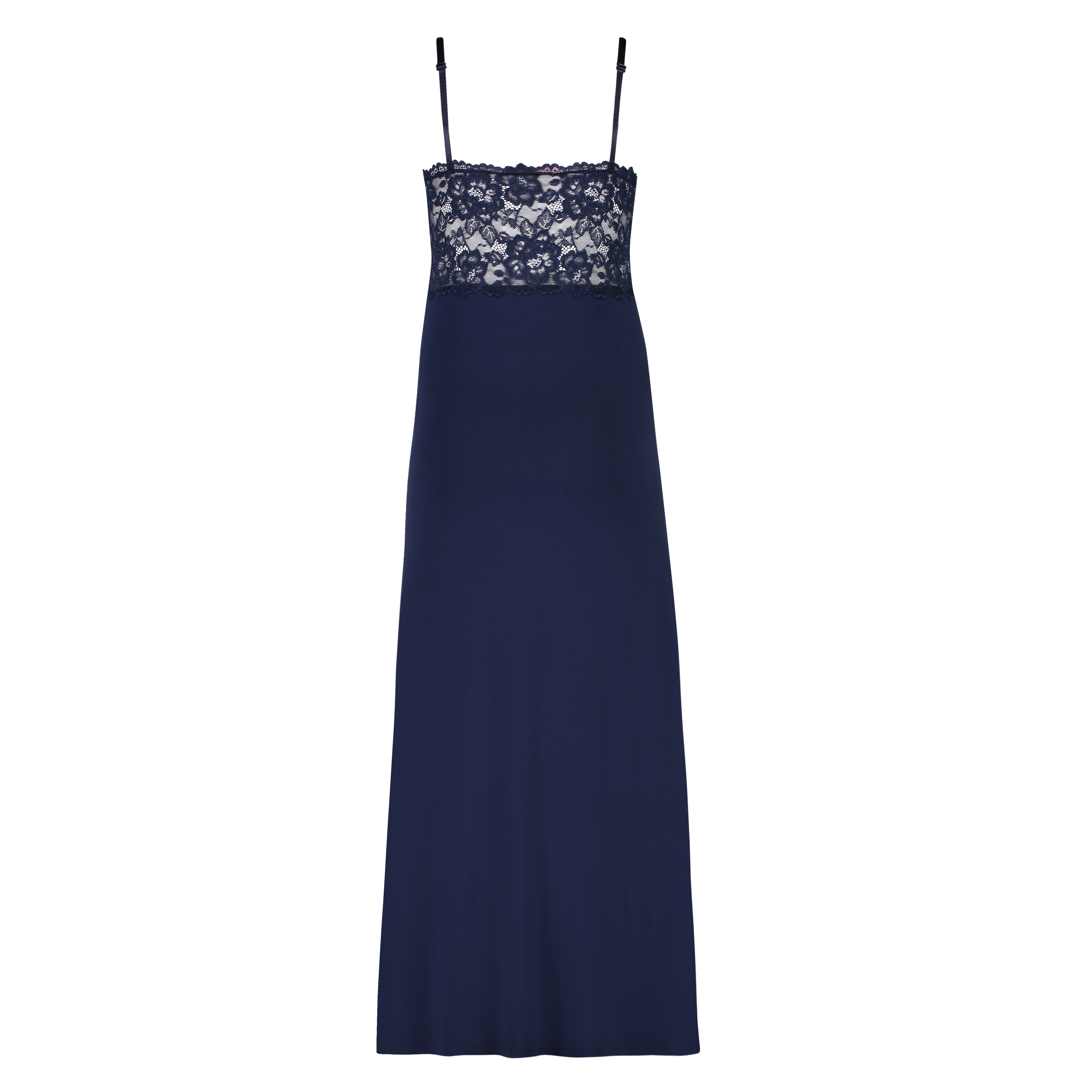 Long slip dress Modal lace, Blue, main