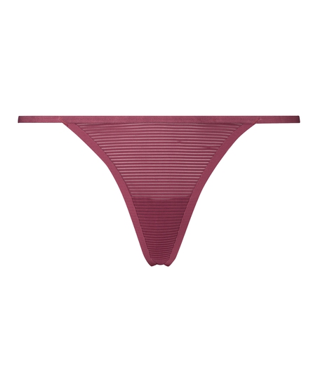 Invisible Stripe Mesh Thong, Red