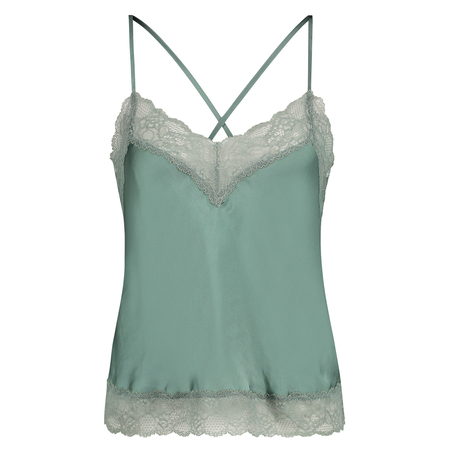 Satin Lace cami top, Green