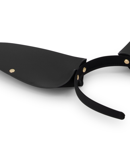 Bunny Faux Leather Headband, Black