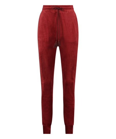 Velours Jogging Pants, Red
