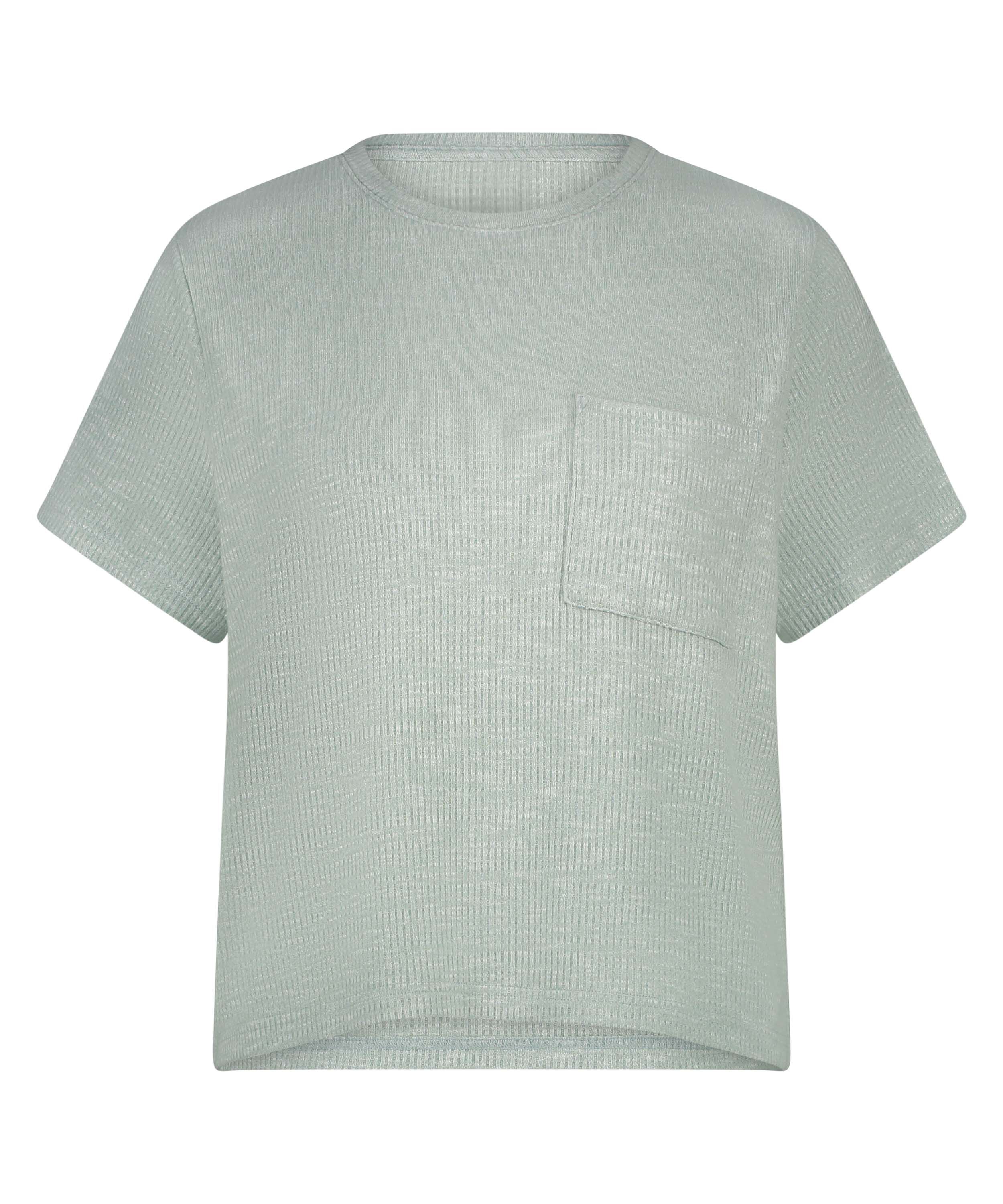 Rib Short-Sleeved Top, Green