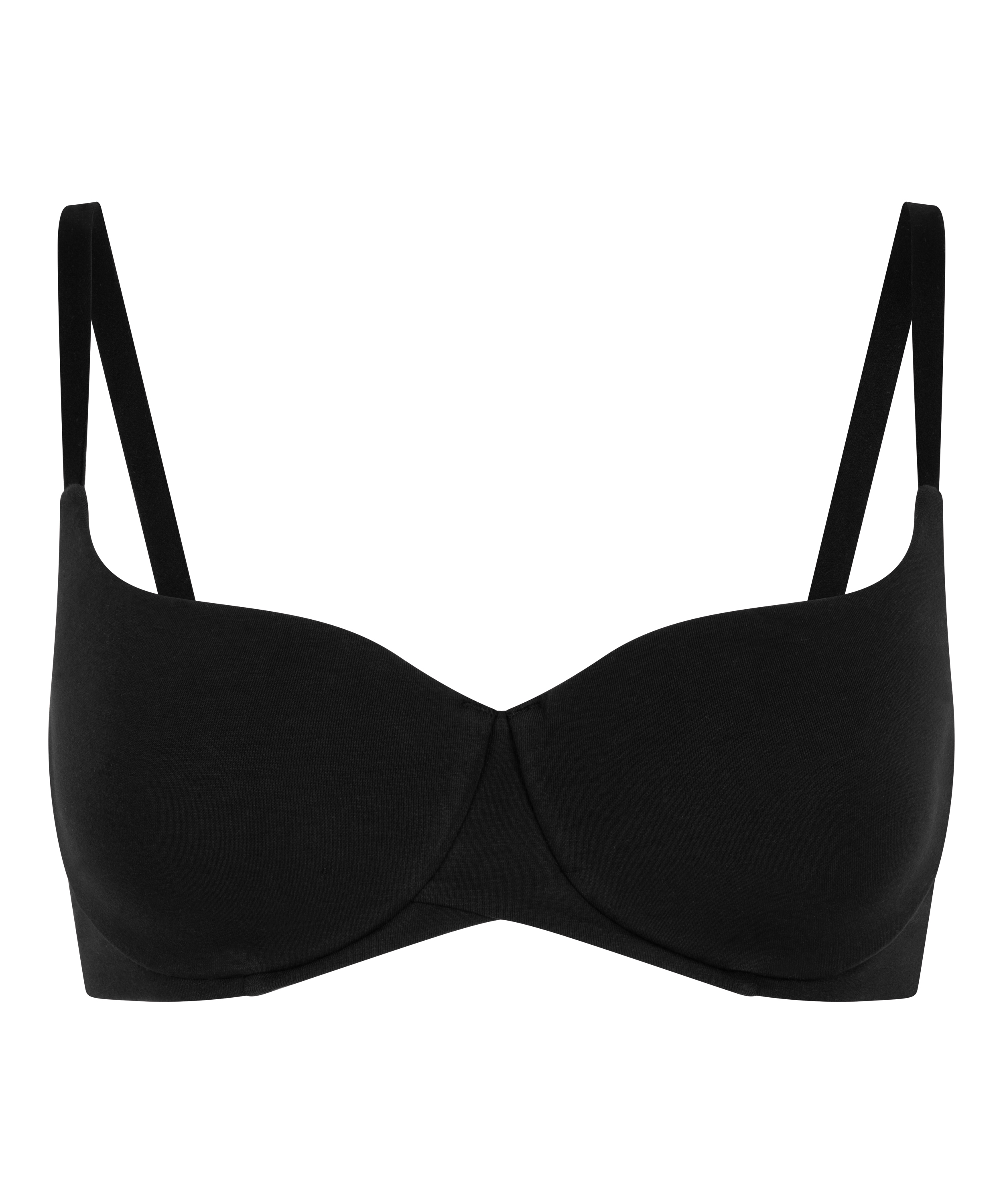 Cotton Padded Underwired Bra, Black, main