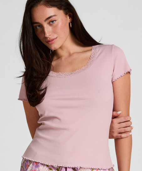 Pyjama Top Jersey Rib, Pink