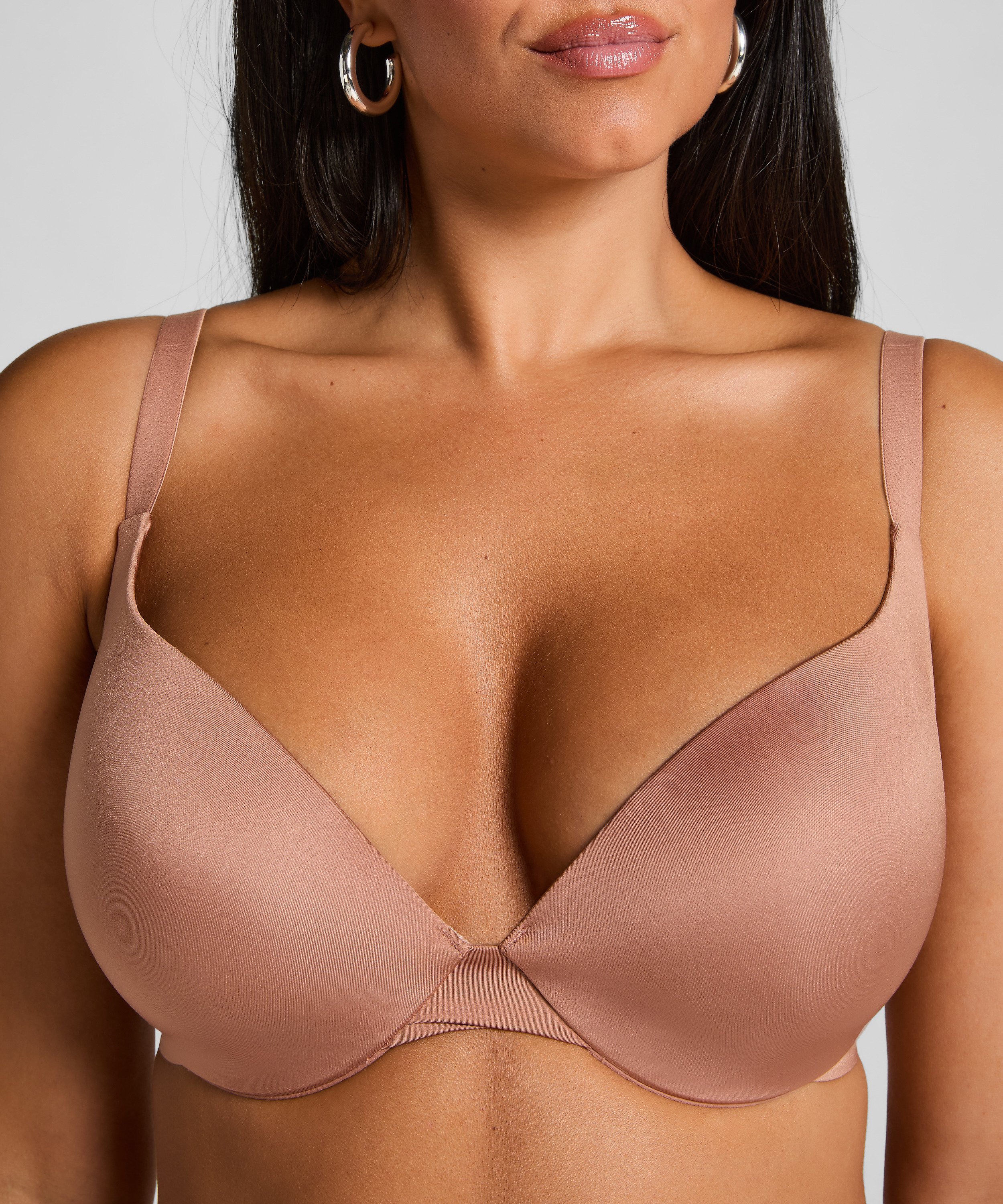 Smooth Padded Underwired Push-Up Bra, Brown, main
