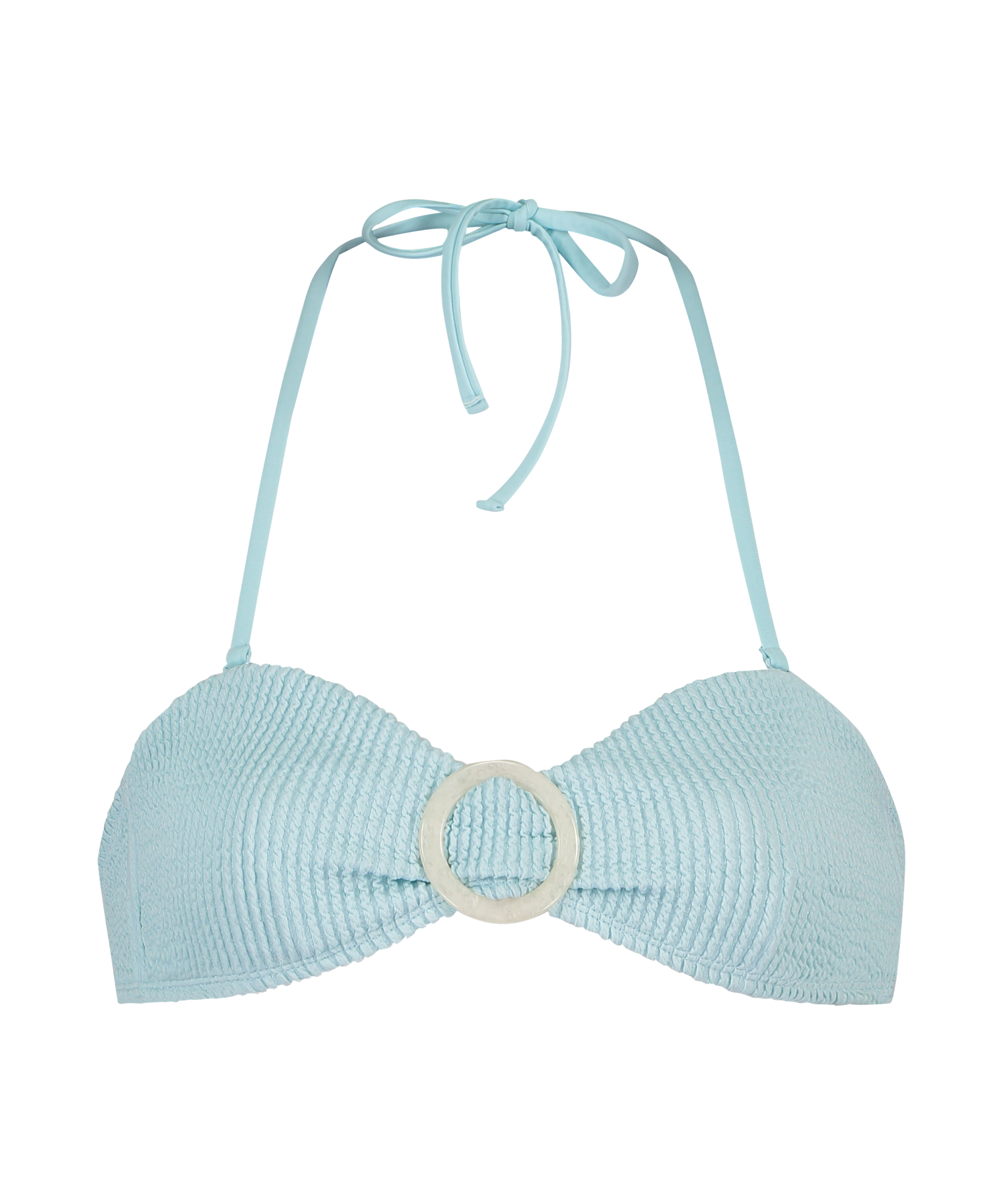 Crinkle Bandeau Bikini Top, Blue, main
