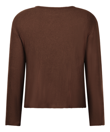 Jersey Long-Sleeved Pyjama Top, Brown