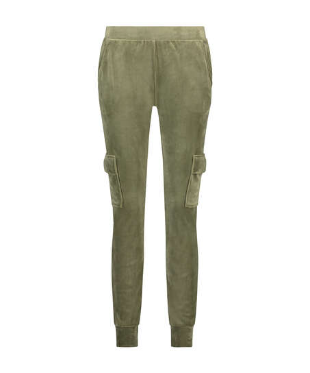 Velvet Jogging Pants Cargo, Green