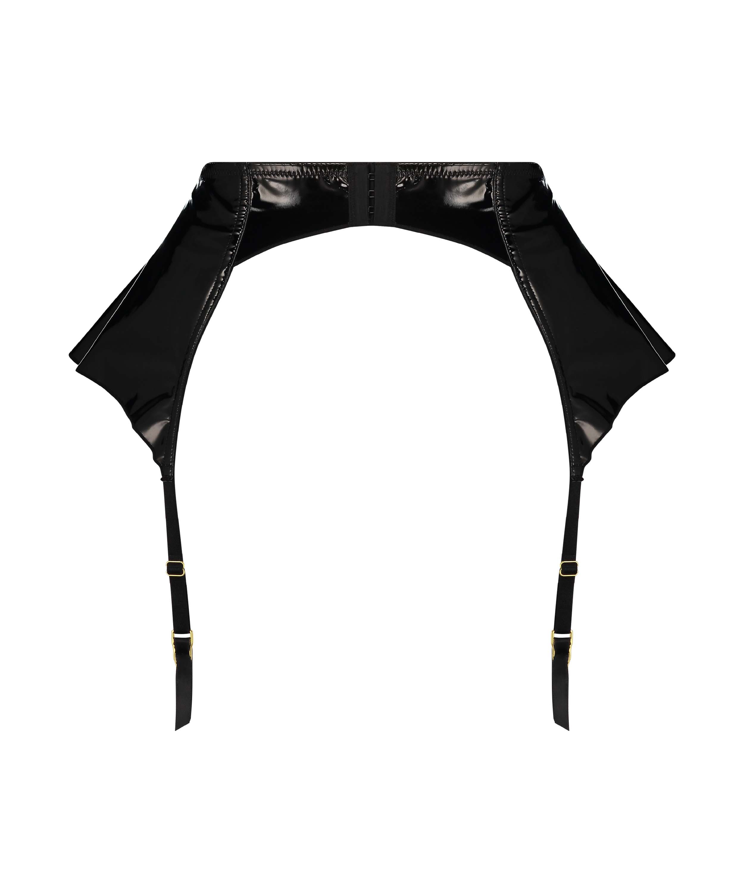 Private Wet Look Suspenders, Black, main
