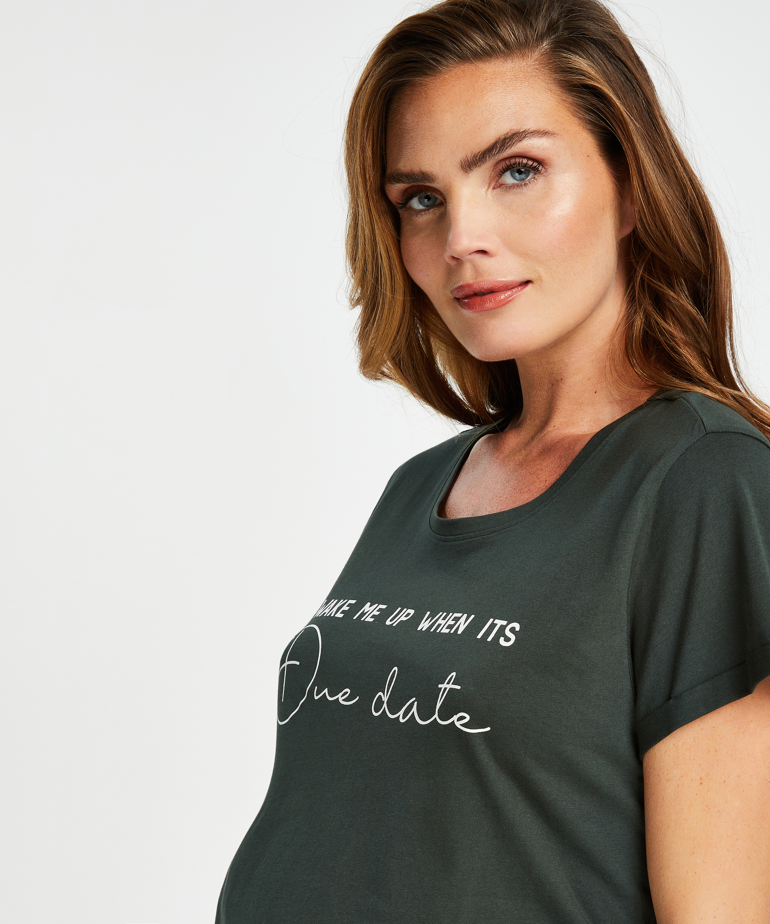 Short-Sleeved Maternity Nightshirt, Green, main