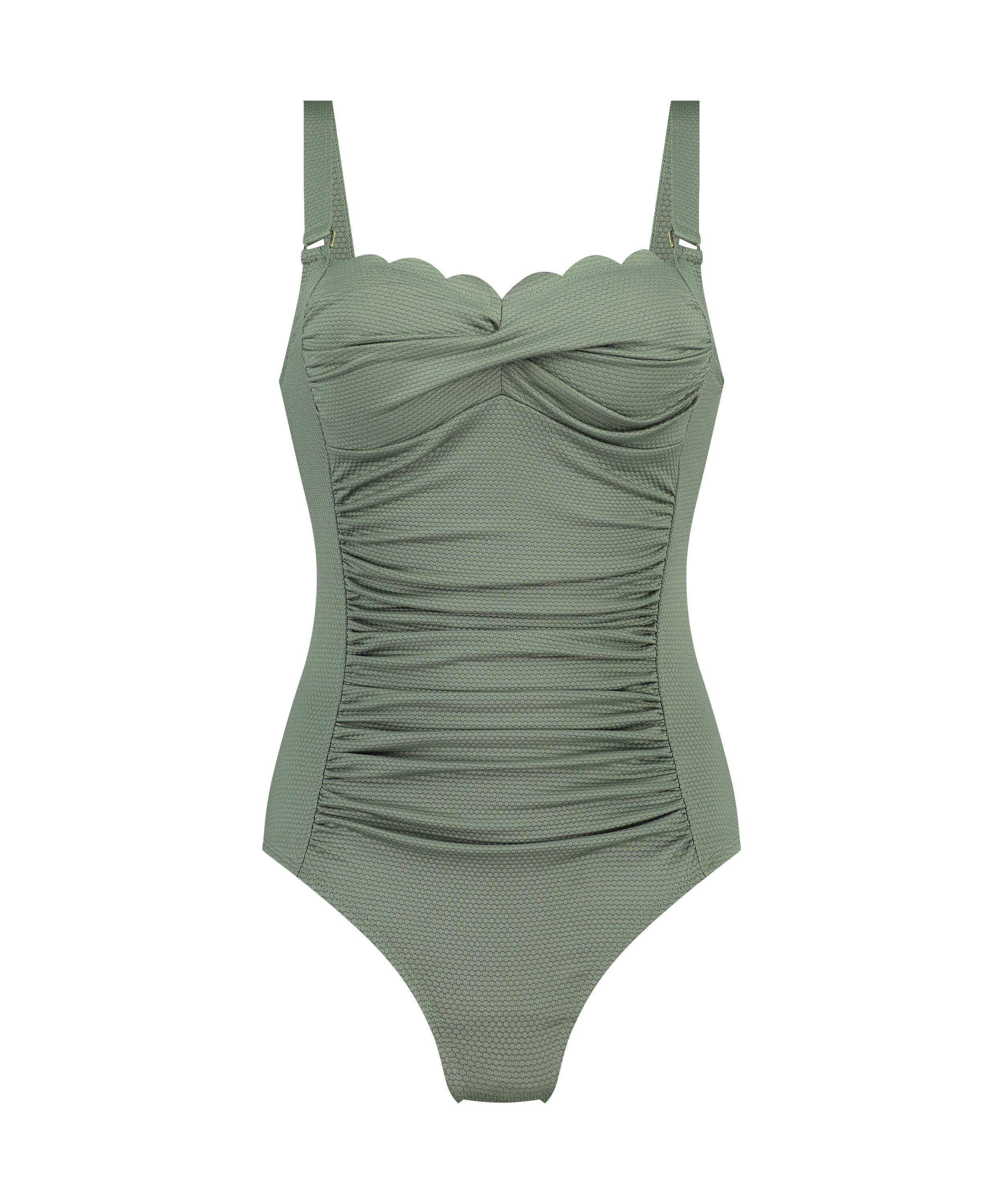 Shaping Scallop Swimsuit, Green