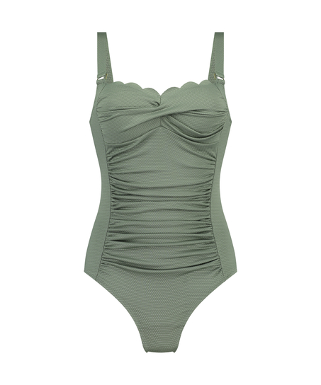 Shaping Scallop Swimsuit, Green