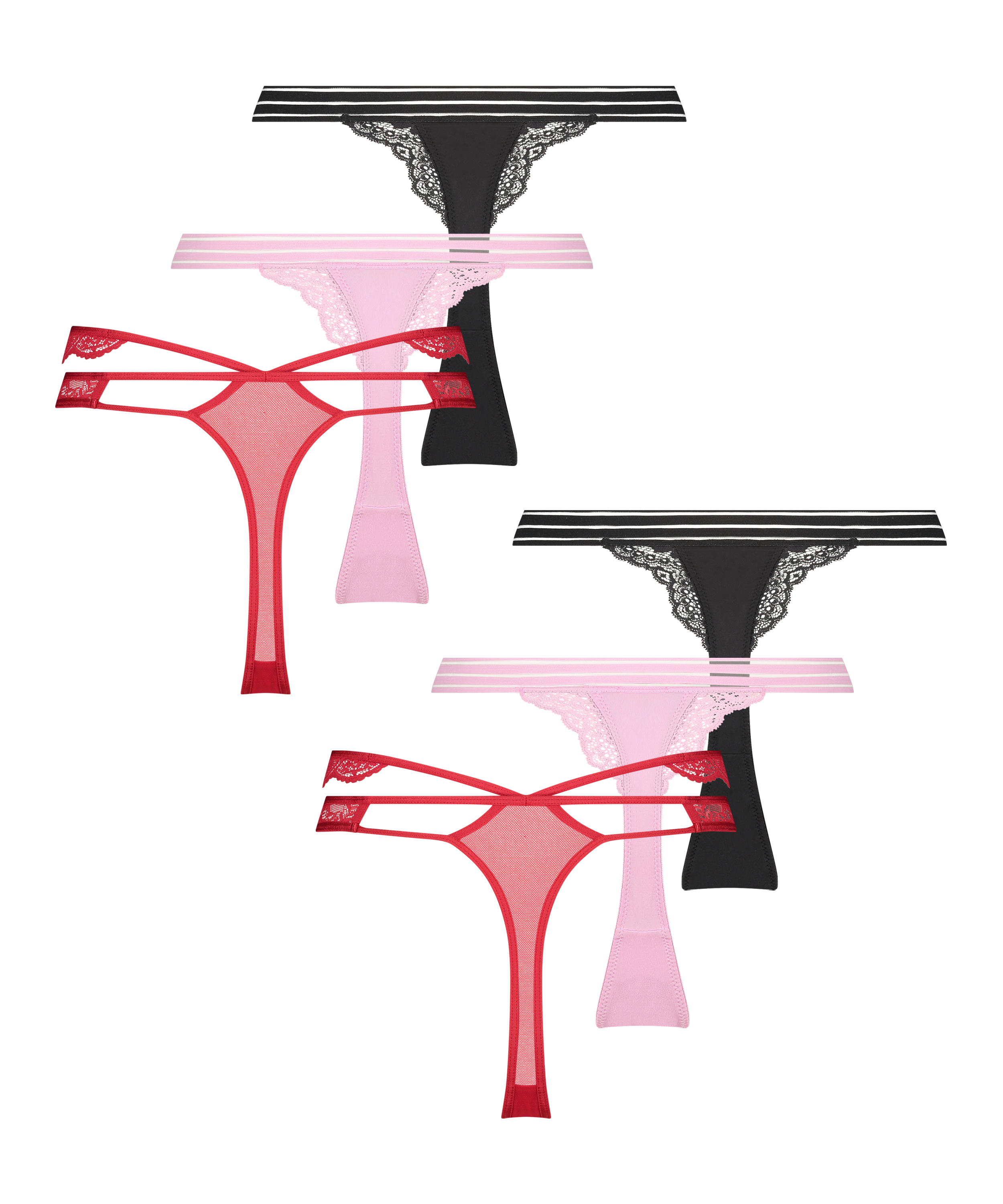 6-Pack Thongs, Red, main
