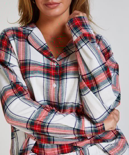 Flannel Pyjama Top, White