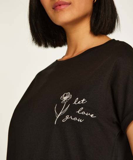 Round Neck Nightshirt, Black