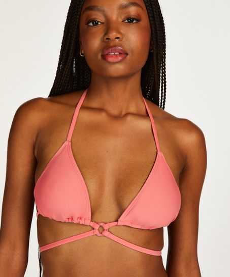 Sicily Beads Triangle Bikini Top, Orange