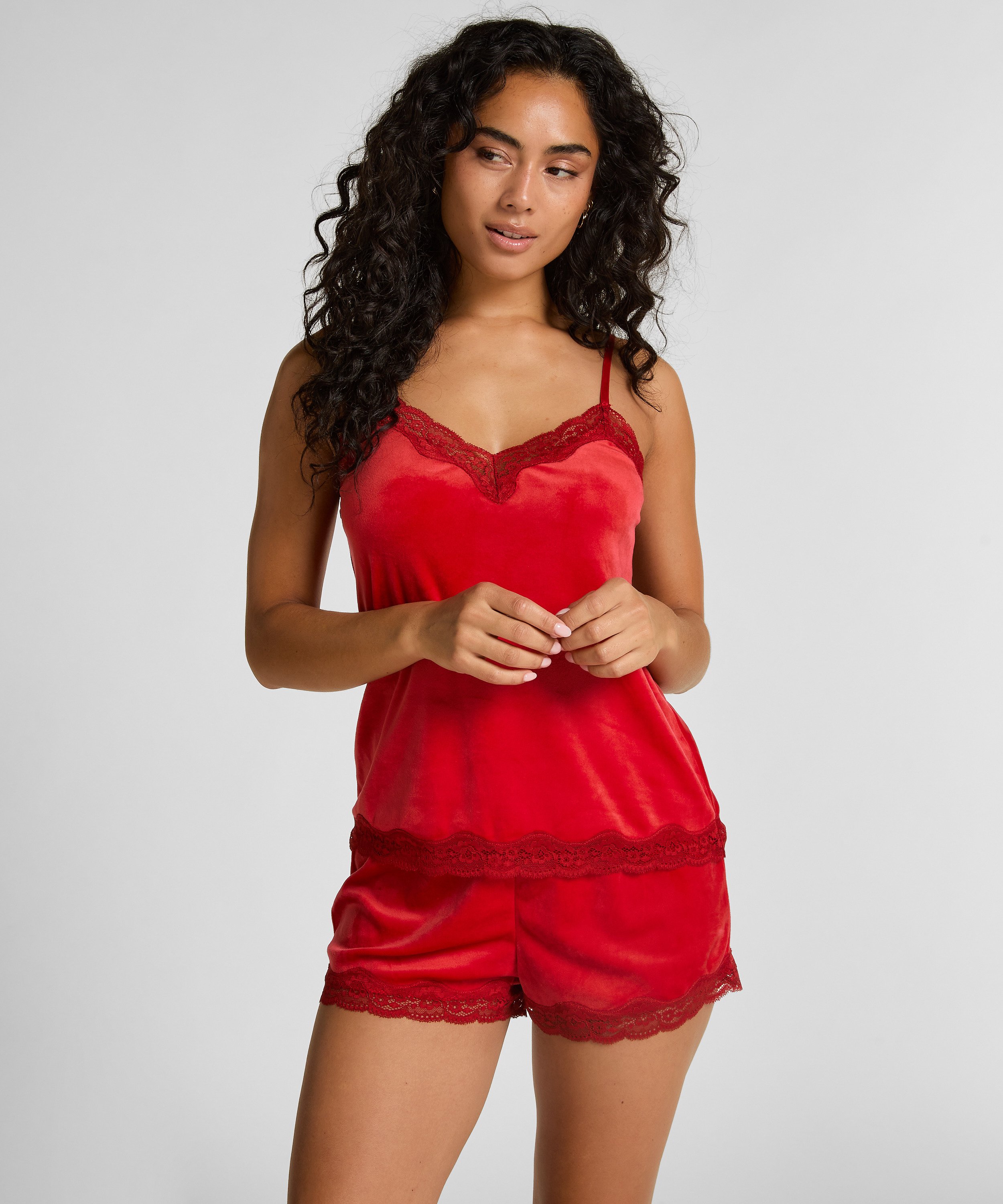 Short Velours Lace, Red, main