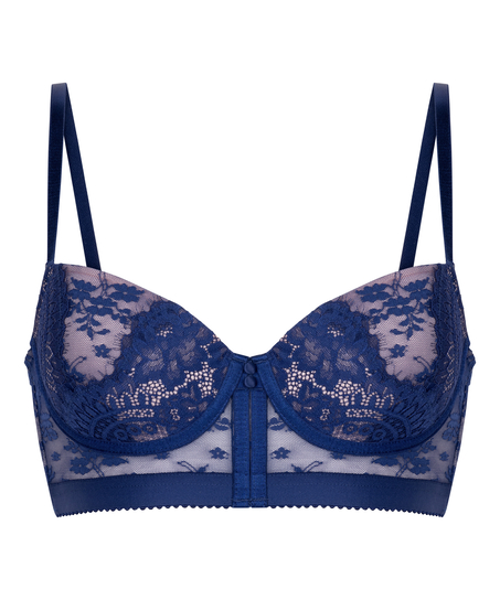 Lou Padded Underwired Longline Bra, Blue