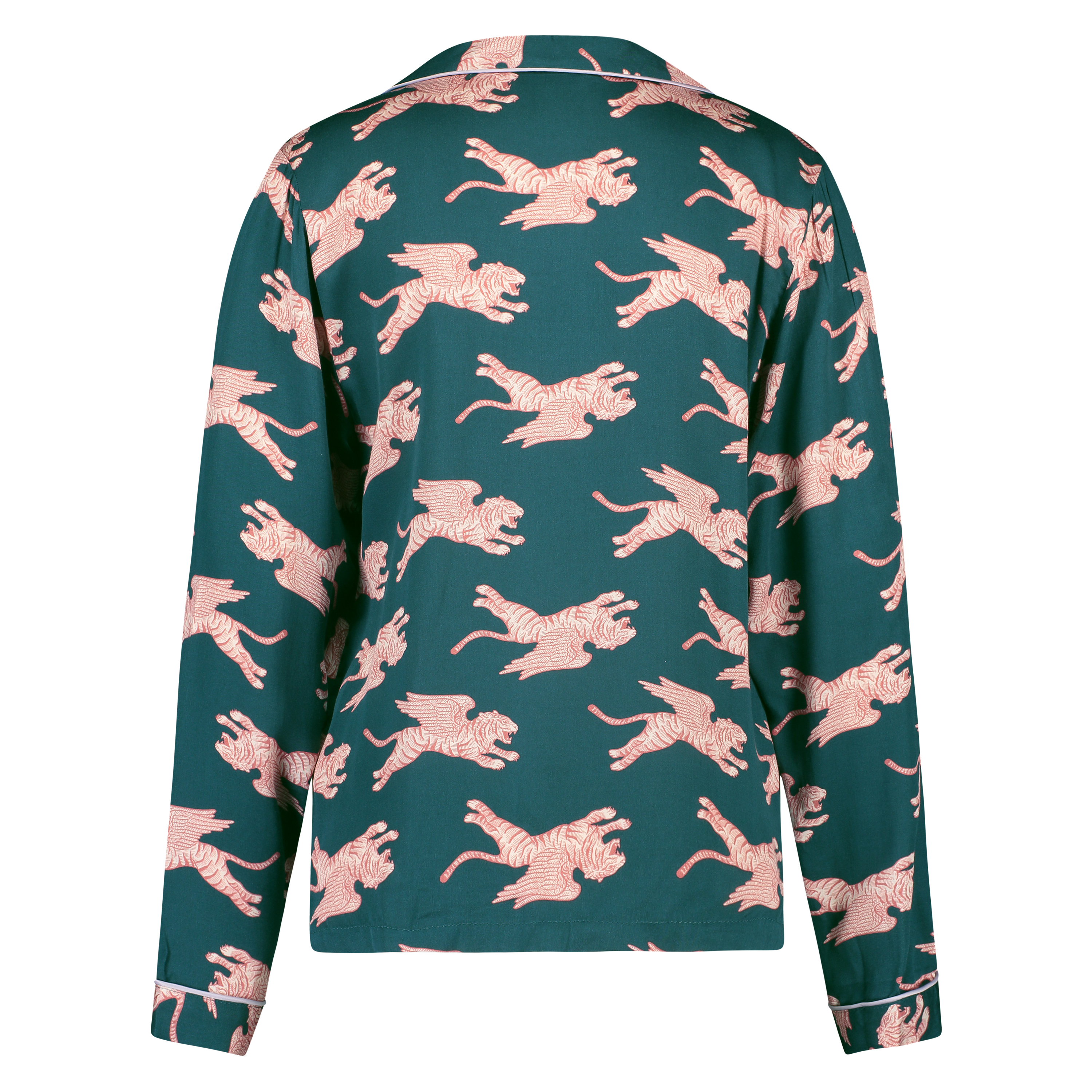 Woven Pyjama Jacket Long Sleeves, Blue, main