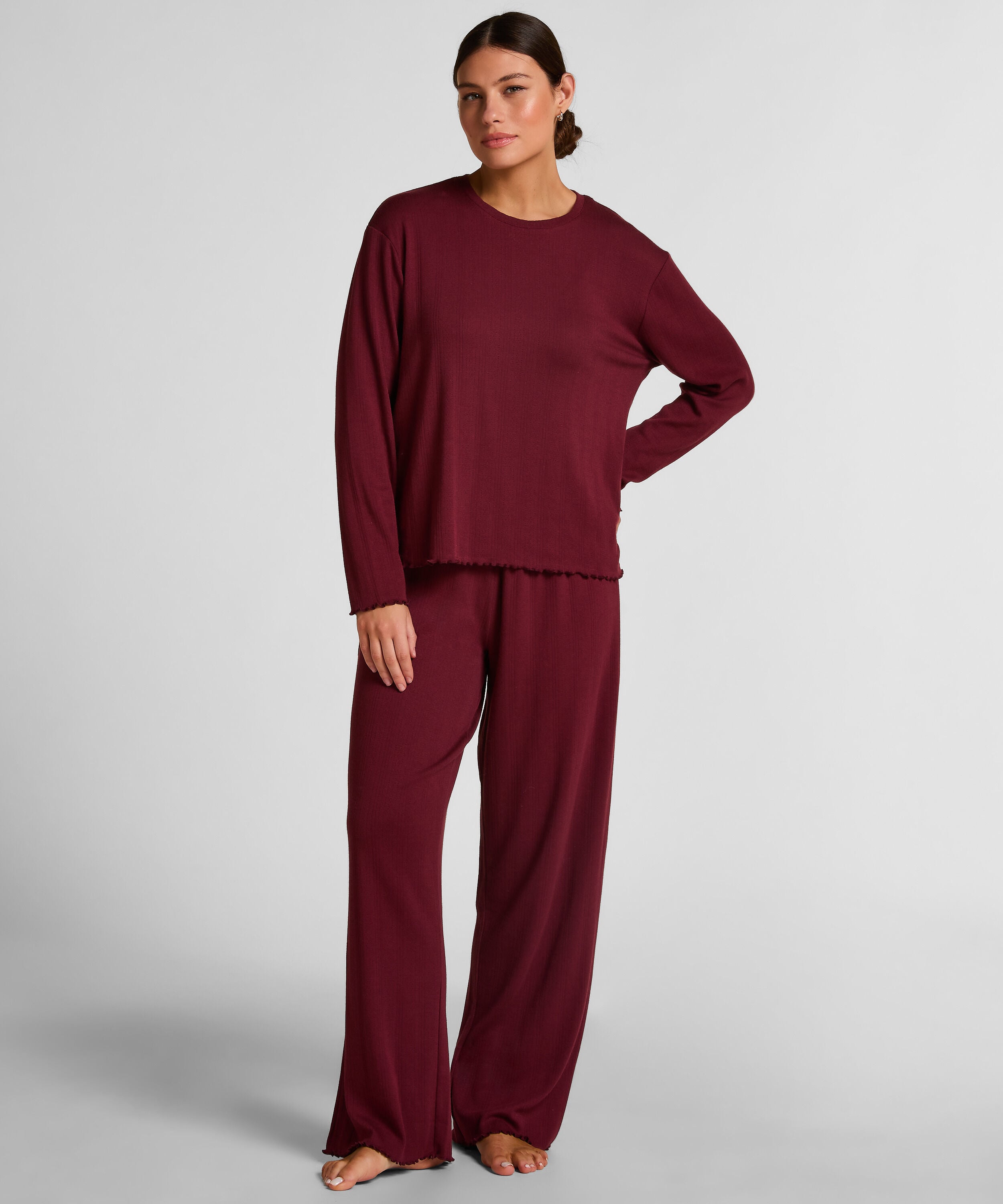 Pyjama Pant Loose Pointelle, Red Pyjama Pant Loose Pointelle, Red
