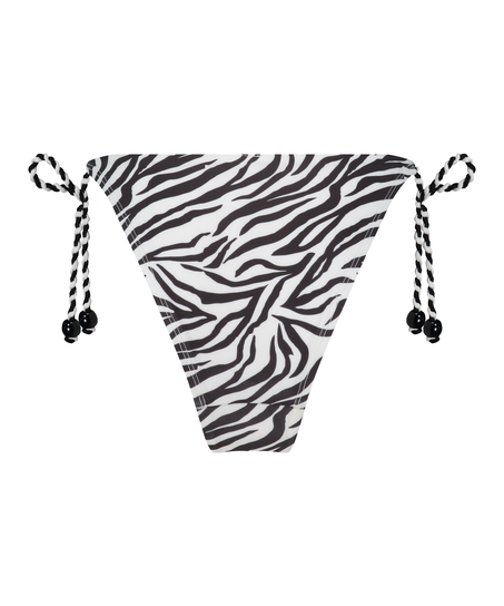 Doha Zebra Cheeky Tanga Bikini Bottoms, White
