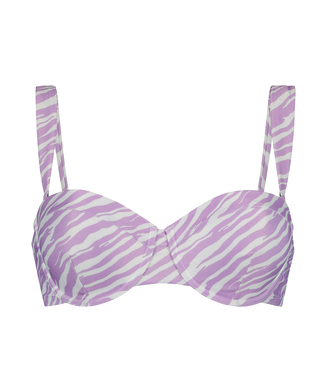 Zebra padded underwired bikini top, Purple