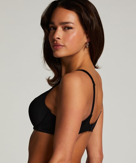 Padded Underwired Bra Satin Fleece, Black