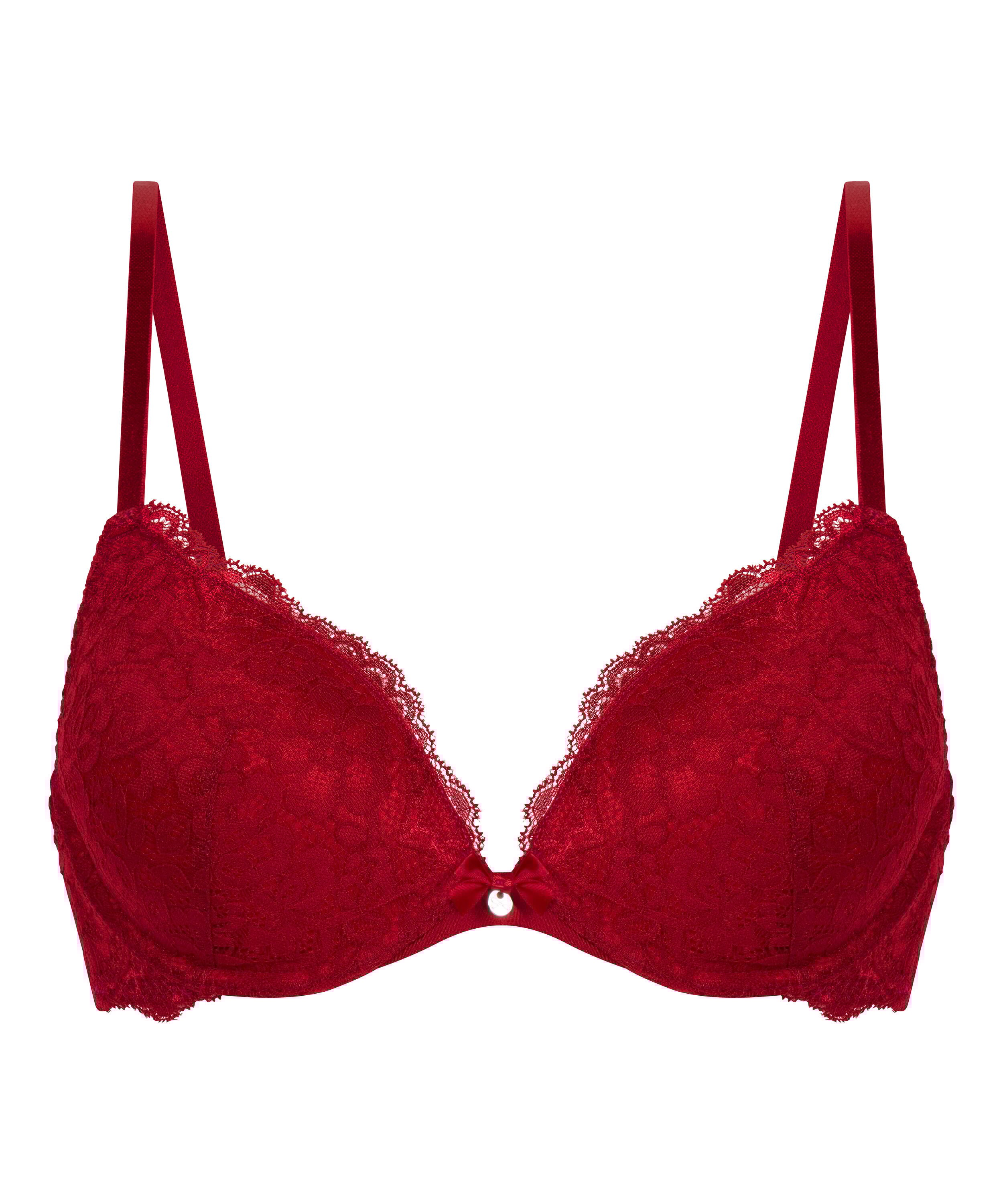 Marine Padded Underwired Push-Up Bra, Red