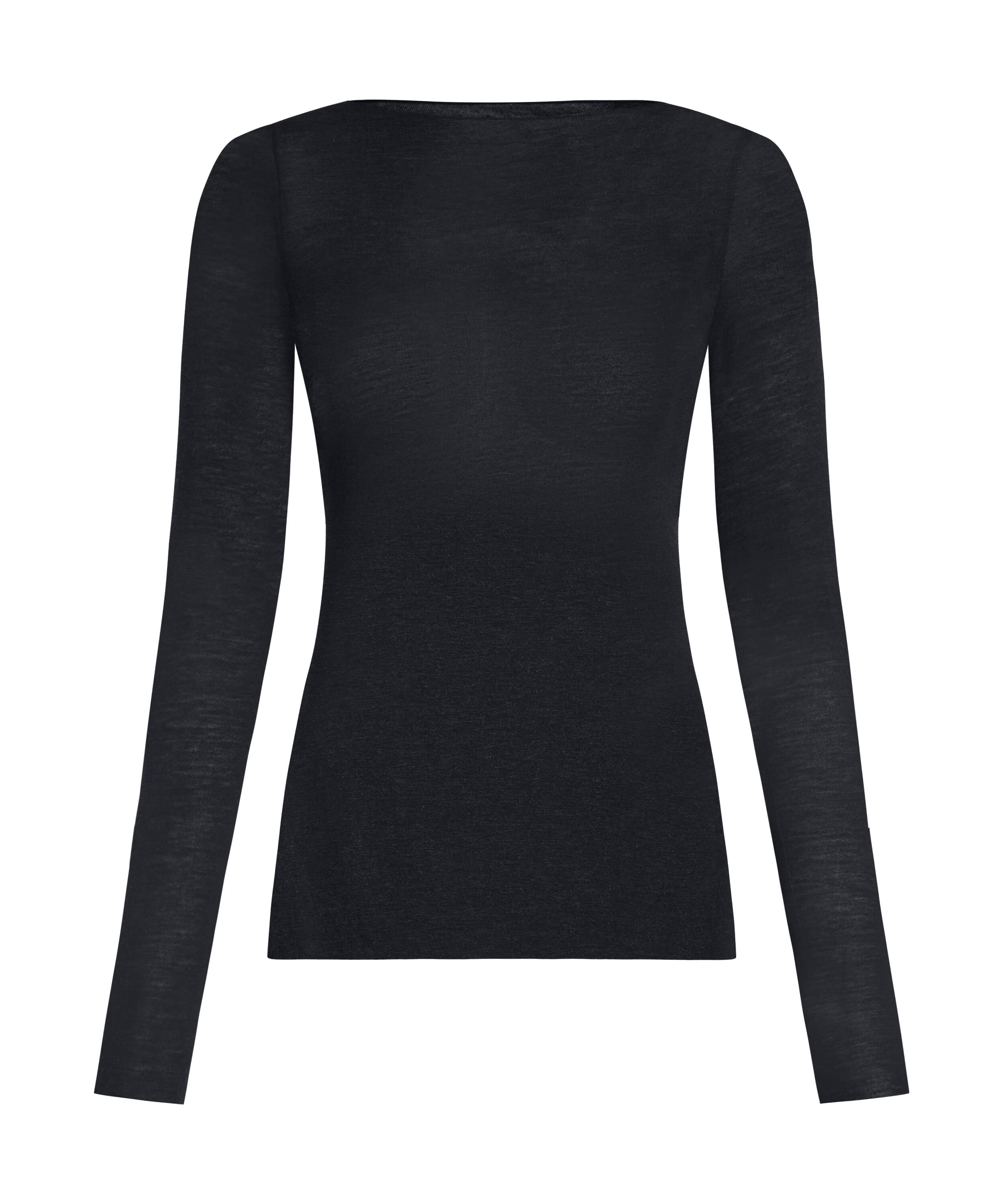 super soft Boatneck shirt with Cashmere, Black