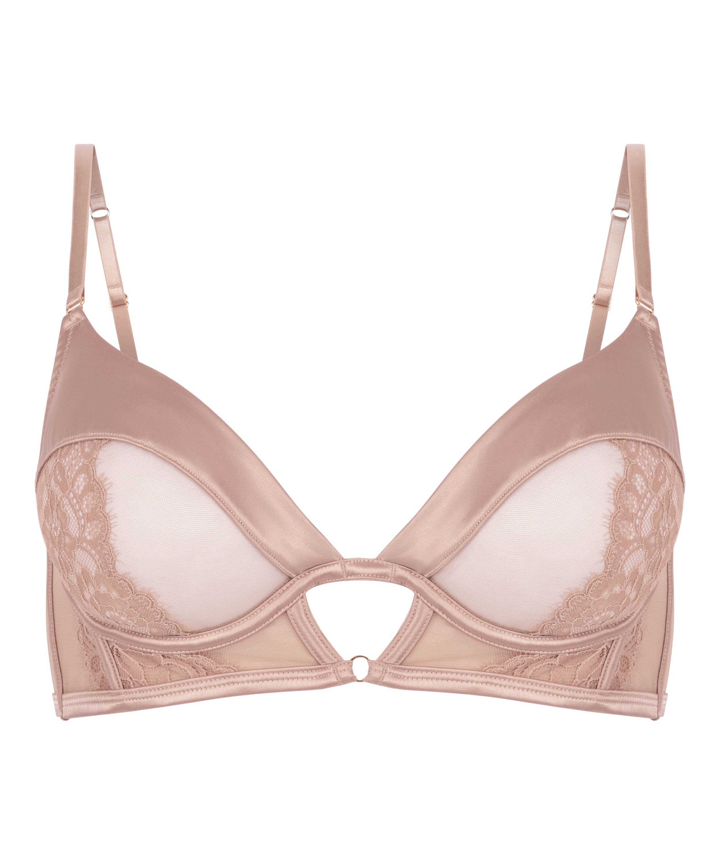 Nisha Non-Padded Underwired Longline Bra, Beige