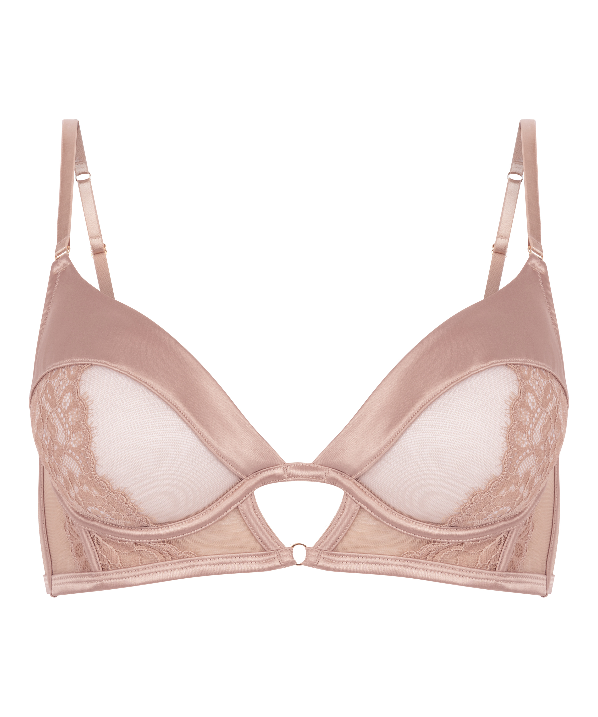 Nisha Non-Padded Underwired Longline Bra, Beige, main