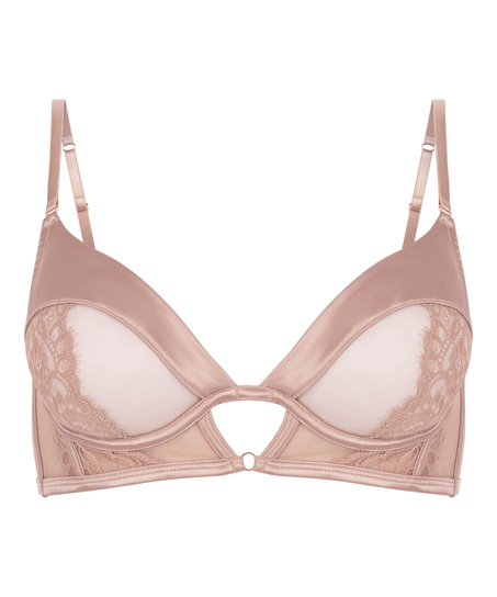 Nisha Non-Padded Underwired Longline Bra, Beige