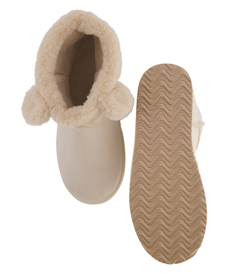 Suede slippers, Beige