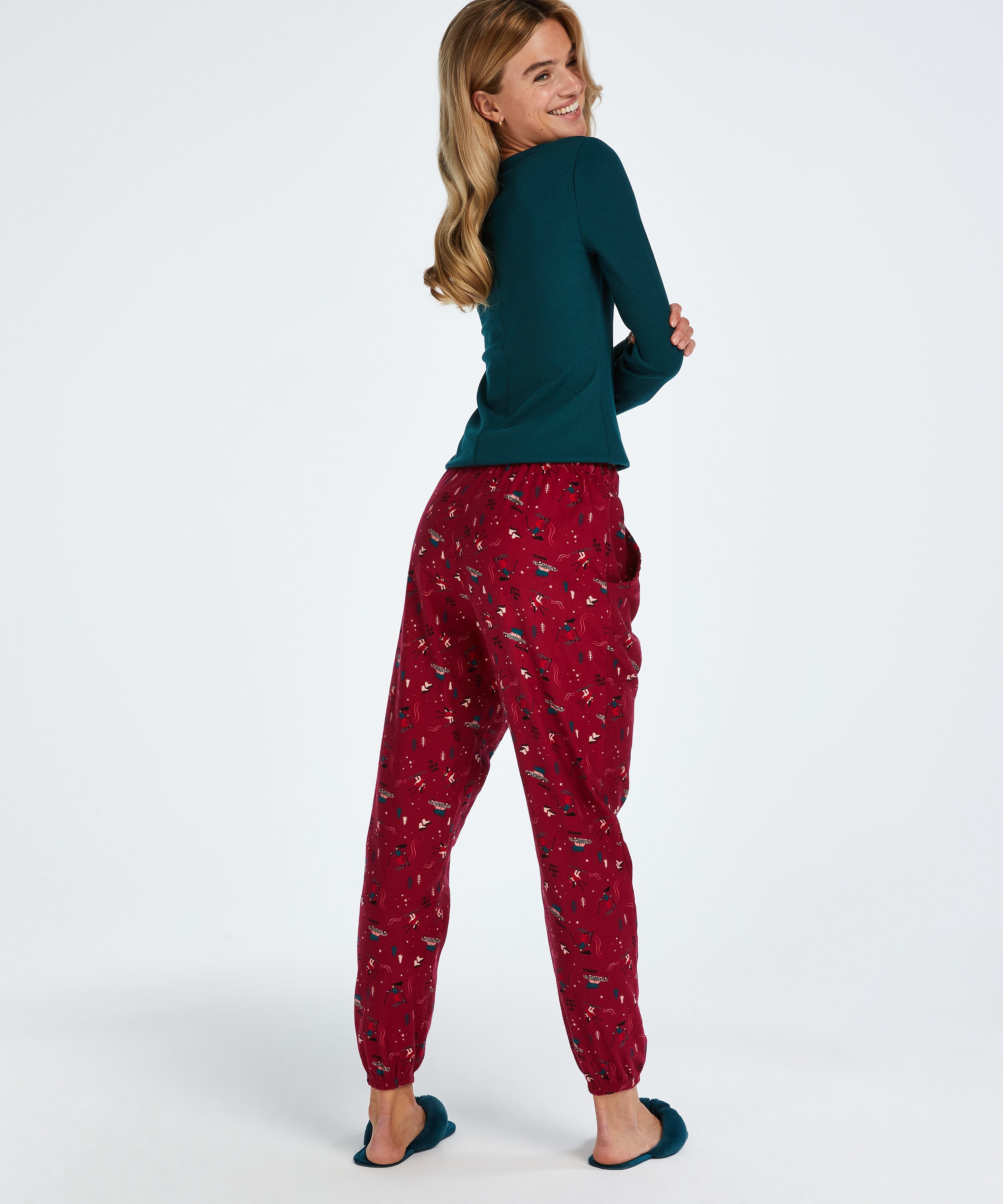 Twill Pyjama Pants, Red, main