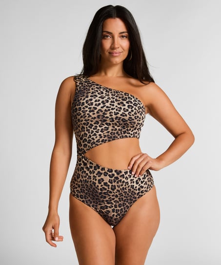 Amalia One Shoulder Bathingsuit, Brown