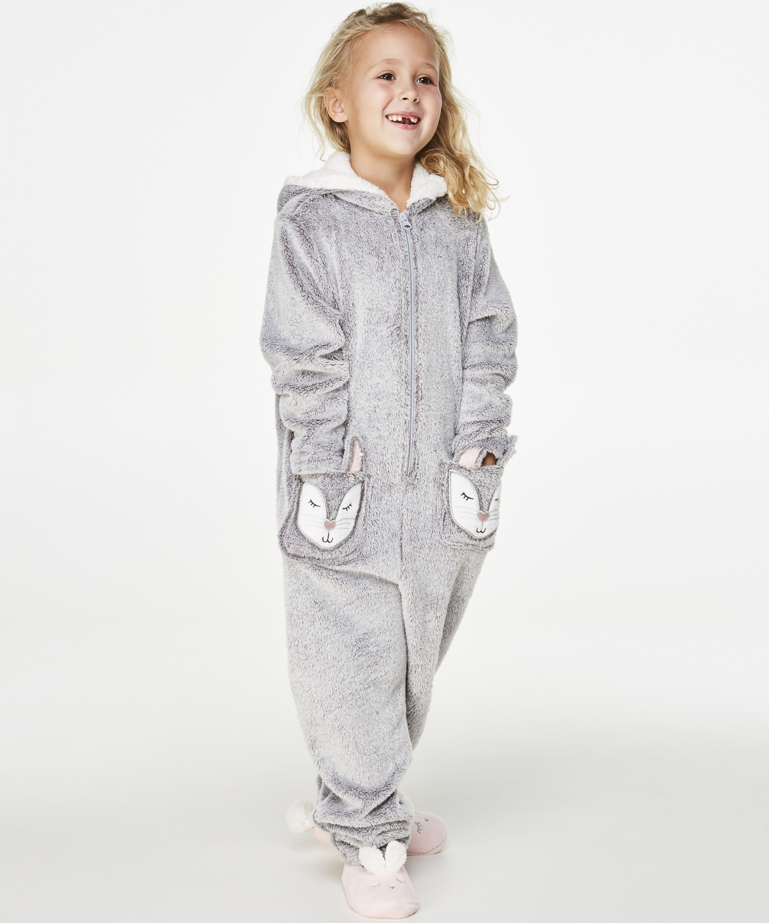 Fleece Onesie Kids, Grey, main