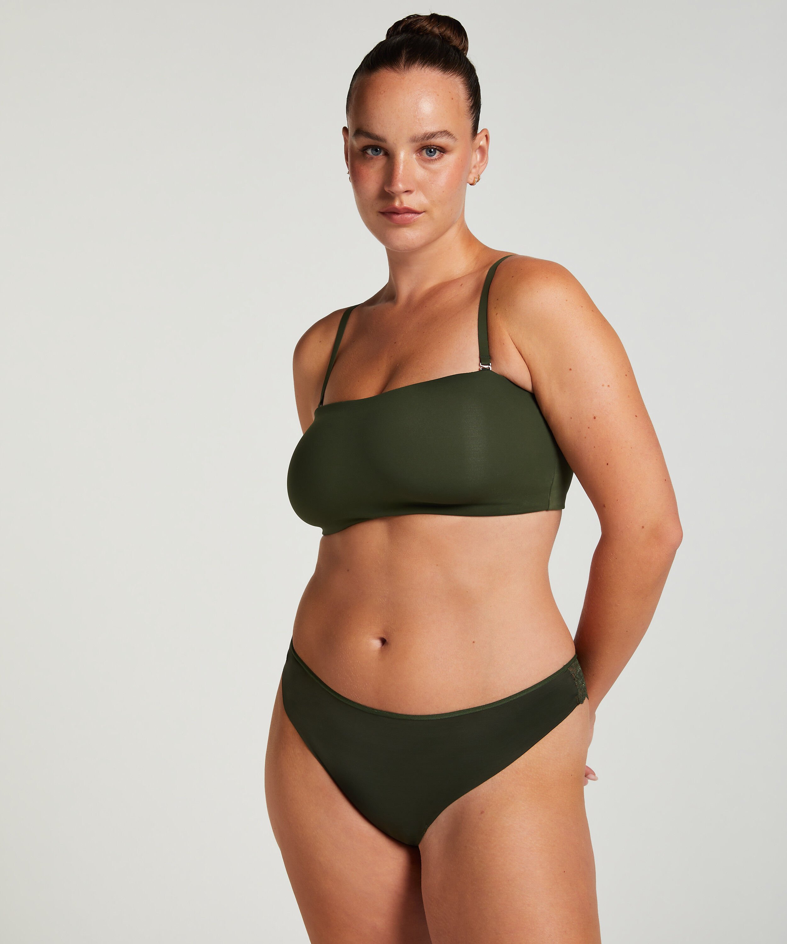 Lace Back Invisible Thong, Green
