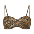 Leopard Padded Strapless Push-Up Bikini Top, Brown
