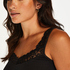 Ribbed Lace Singlet, Black