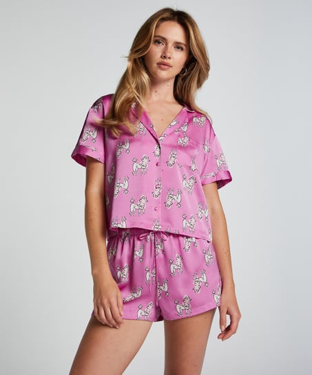 Satin Short-Sleeved Jacket, Purple