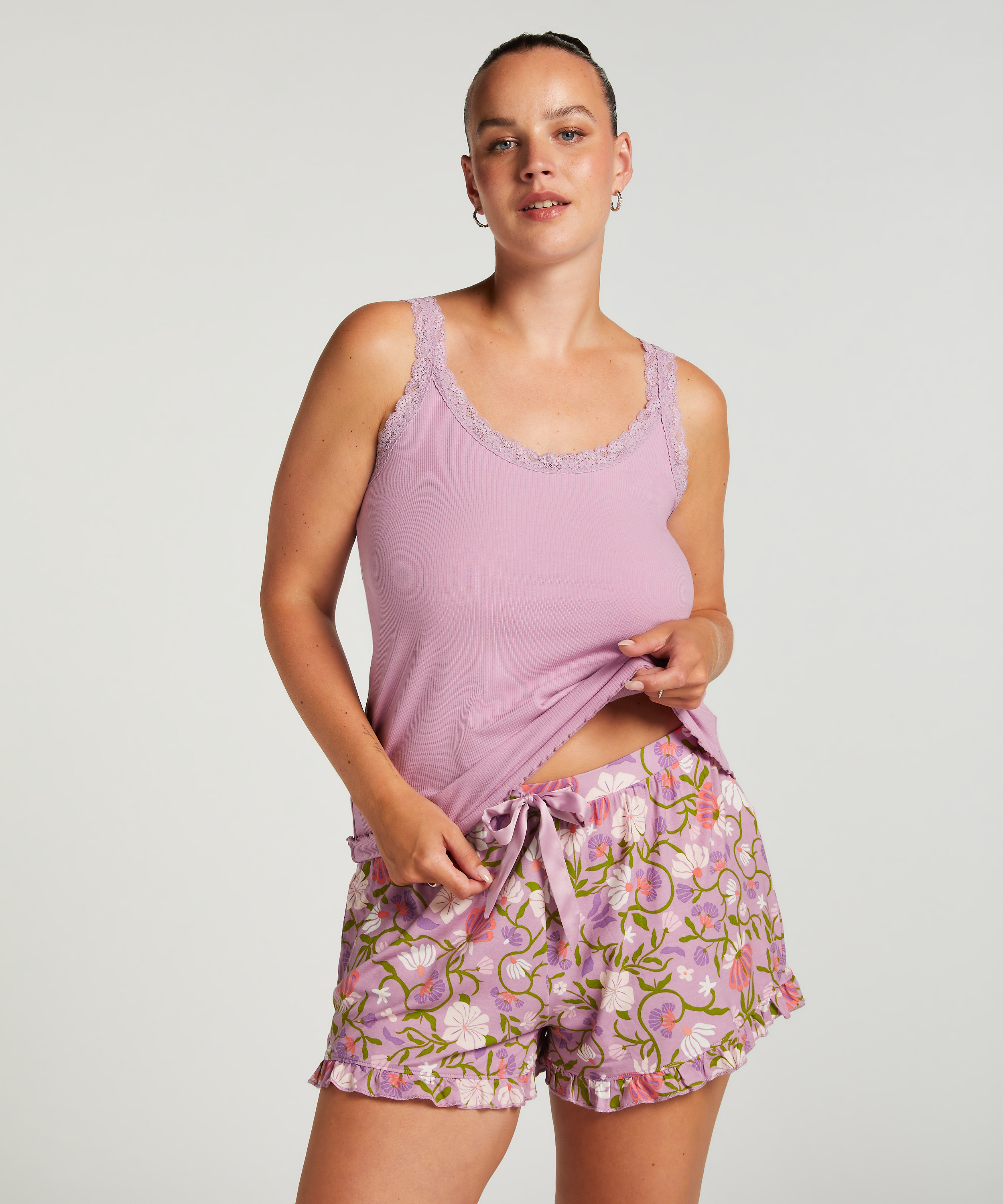 Jersey Pyjama Shorts, Purple, main