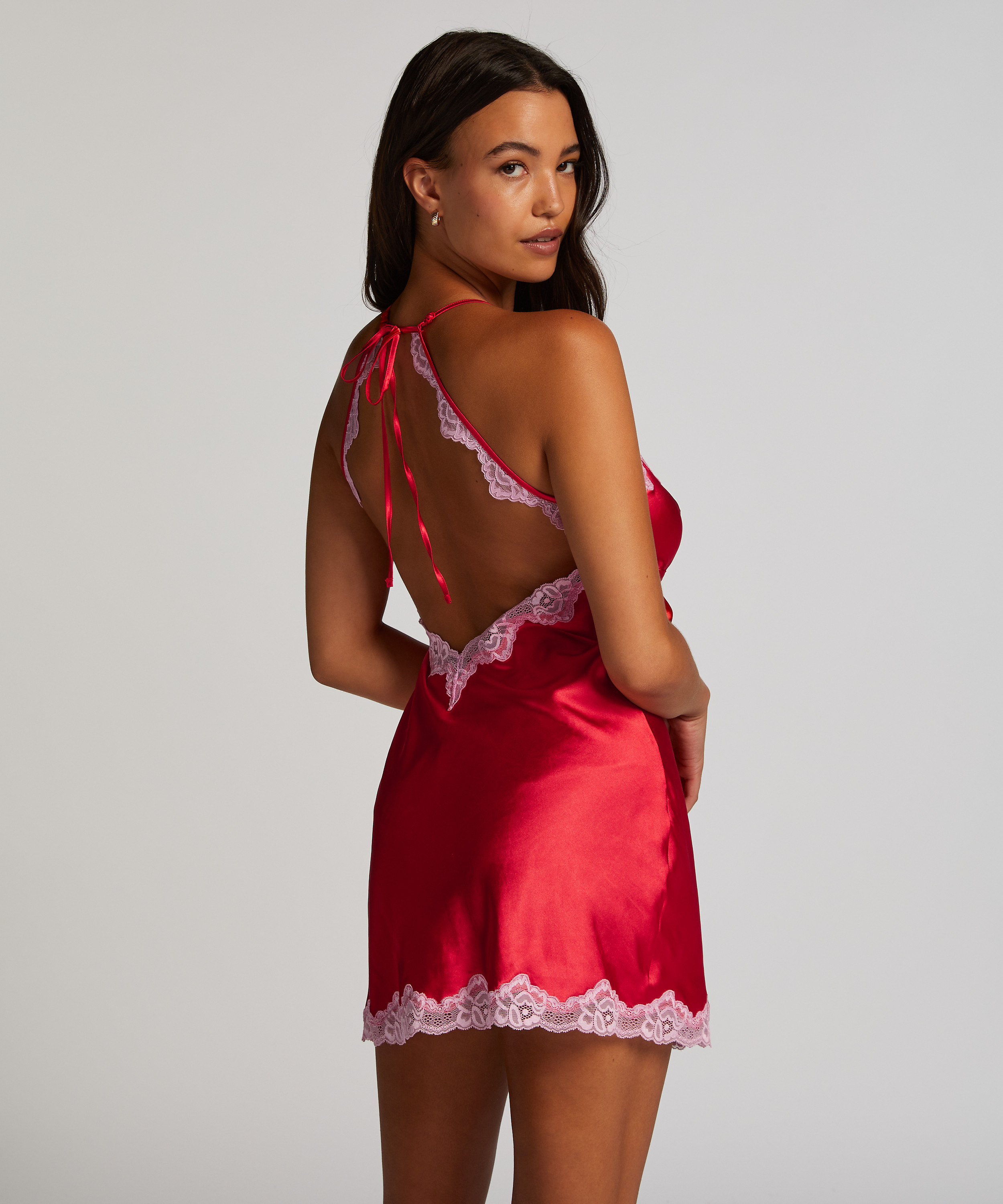 Satin slipdress, Red, main